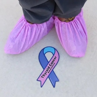Pink Shoe Covers With Throid Cancer Ribbon Pink Shoe Covers With Throid Cancer Ribbon